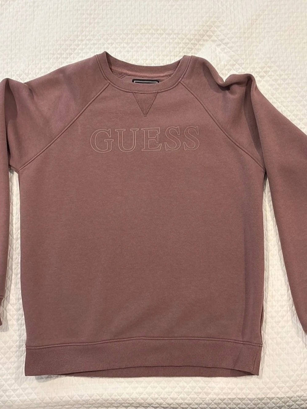 GUESS Women'Small Logo Sweatshirt in Rose Brown Size Small
